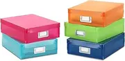 Whitmor Plastic Document Boxes, Set of 5, Assorted Colors