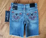 NWT True Religion Boys Geno Super T Shorts, Size 4, Red Stitching