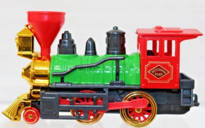 Steam Engine Strong Pull Back 6" Die Cast & Plastic Stack Green & Red in Color