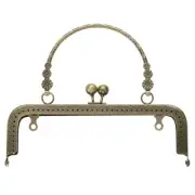 Metal Purse Frame, 7" Square Kiss Lock Clasp Frame Embossed(Bronze)