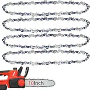 [O-CONN] 4 Pack 10 Inch Chainsaw Chain 3/8" LP Pitch .043'' Gauge 40 Drive Links Fits Ryobi, Worx, Echo, Black & Decker and more