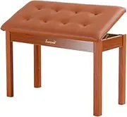 Sanpuli Solid Wood Dual Piano Bench/Piano Stool/Piano Bench with Storage/Keyboard Bench High Density Sponge Cushion Provide Long Time Using. 300 LBS Weight Capacity. (Yellow)