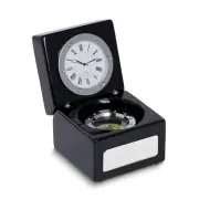 Compass and Clock in Lacquered Black Finish Hinged Box