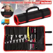 Multifunctional Tool Storage Bag 22 Pockets Fold Spanner Case Canvas Wrench Roll