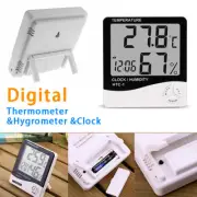 Digital Thermometer Hygrometer Temperature Humidity Meter Clock Function Home