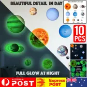 10pcs Wall Stickers Luminous Stars Moon Planet Glow In The Dark Solar Kids Room