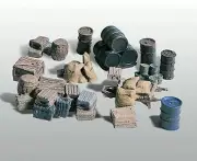 Woodland Scenics ~ New 2025 ~ HO Scale ~ Crates Barrels Sacks ~ 13 Pieces ~ D203