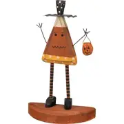 Primitive Chunky Shelf Sitter Wooden Stand Up CANDY CORN MAN Halloween Figurine