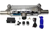 T Shape One in Two Out Car Exhaust tip Vacuum Pump Variable Valve Mufflers Remote Control Stainless Steel Universal(Vacuum 51MM)