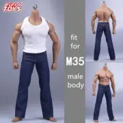 1/6 Male White Vest& Blue Jeans Clothes F 12'' Phicen Body M35 Figure Model