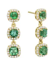 Forever Creations 14K 2.70 ct. tw. Diamond & Emerald Bar Drop Earrings