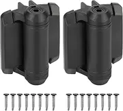 HILLMASTER Heavy Duty Self Closing Gate Hinges with Safety Cap,Pool Gate Hinges with Alignment Legs No Rust and Adjustable Fence Hinges Kit for Outdoor Metal Gate,Vinyl Gates,Wood Gate,Black,2 Count