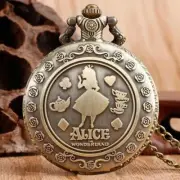 Disney Alice In Wonderland Pocket Watch Chain Vintage Antique Quartz Necklace