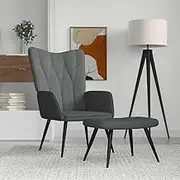 Generic Relaxing Chair with a Stool Dark Grey Fabric,Furniture,Chairs,Arm Chairs, Recliners & Sleeper Chairs