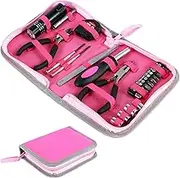 23Pcs Household Repair Tool Kit Multifunctional Pink Home Hand Tool Set with Storage Bag Portable Women Repair Tool Combination Set with for DIY Home Repair(Pink)