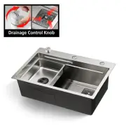 ACA SUS304 Kitchen Sink Smart Drainage Single Bowl Topmount Colander Satin Brush