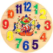 Totority Educational Boys and Girls Clock Blocks Wooden Puzzle Toy Toys for Toddlers Time Learning Toy
