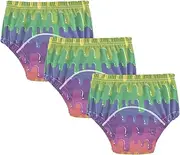 [GuoChe] Baby Toilet Training Pants Rainbow Paint Doodle 3pcs Absorb Water Nighttime Training Underwear Training Panties for