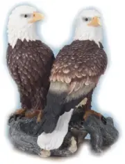 American Bald Eagle TWO EAGLES FIGURINE 12 Inches Tall Mini Sculpture
