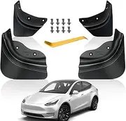 Mud Flaps Splash Guards Compatible with Tesla Model Y Accessories,No Drilling Required, Compatible with 2021 2022 2023 2024 Model Y, All Weather Upgraded Version Front and Rear Mud Flaps, Set of 4