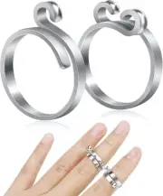 2 Pieces Adjustable Knitting Crochet Loop Ring, Brass Open Yarn Guide