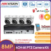 Hikvision 4CH CCTV KIT 4K Dual Light 5XZoom PTZ IR+ColorVu Camera System w/Audio