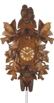 Cuckoo Clock Owls, birds with nest, fern leaves 2.5036.01.P NEW