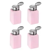 4PCS 200ML(6.8oz) Push Down Alcohol Dispenser Pump Liquid Press Bottles Pink