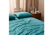 Dickies King Bed 1700TC Cotton Rich Fitted Flat Sheet Bedding Set Mineral Blue