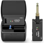 LEKATO Wireless Guitar System with Charging Case, Rechargeable Wireless Audio Transmitter Receiver 2.4GHz Guitar Wireless System 4 Channels with Dual Plugs (WS-100)