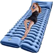 Camping Mattress Pad | Inflatable Sleeping Mattress - Portable Air Bed Built-in Foot Pump, Lightweight Travel Supplies for Backpacking Hiking Picnic