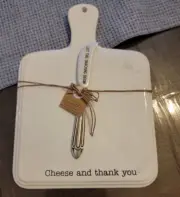 Mud pie Cheese And Thank You Cutting Board Farmhouse Knife