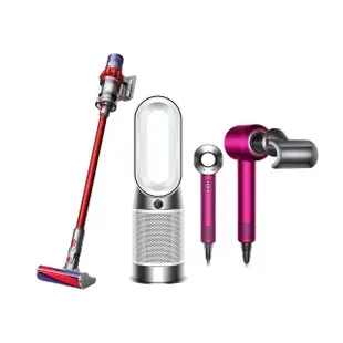 【dyson 戴森】V10 Fluffy SV12吸塵器 + HD08吹風機(全桃色) + HP10三合一涼暖空氣清淨機 循環風扇(超值組)