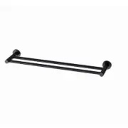 New Double Towel Rail 60cm Rack Matte Black Round Plate Phoenix Radii RA813 MB