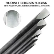 Black Silicone Varnish Fiberglass Hose Wire Insulation Heat Shield Fire Sleeving
