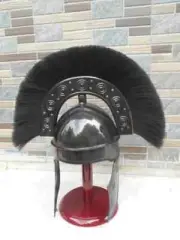 ROMAN HBO ARMOUR HELMET W/ BLACK PLUME MEDIEVAL KNIGHT WITH WOODEN STAND GIFT