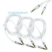 3X 4FT 3.5MM AUX JACK MALE AUDIO STEREO CABLE CORD WHITE FOR IPHONE 5S 5C 5 IPOD