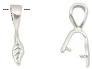 Bail, Ice-Pick, 2 Sterling Silver Prong Style 10x4mm Leaf, 5mm Grip Length