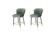 Raimon Furniture Set of 2 Gaia Velvet Fabric Kitchen Counter Bar Stool 63cm - Emerald