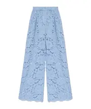 Dolce Gabbana DG Logo Flared Floral Cordonetto Lace Pants IT38 light blue