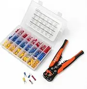 Wire Stripper Kit, Self-Adjusting Cable Stripping Pliers with 400Pc Electrical Connectors Terminals 10-24 AWG Stranded Wire Cutting Stripping