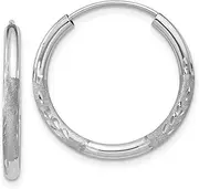 [JewelryWeb] 10k White Gold 2mm Sparkle Cut Endless Hoop Earrings 18x18mm Wide 2mm Thick-Hoop Earring for Women