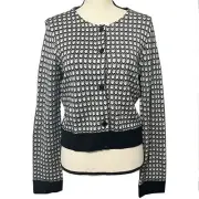NWT Rachel Roy Saks Fifth Avenue Button Up Crop Sweater/ L/ Black and White