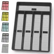 Silverware Organizer with Cutlery Iconsï¼ŒSilverware 5CompartmentBlack+Grey