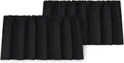 Yakamok 18 Inches Long Blackout Curtain Valances for Kitchen Windows - 2 Panels Blackout Window Valances for Basement with Rod Pocket (Black,Width 42 by Length 18,1 Panel)