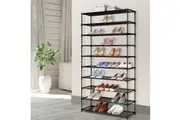 Shoe Rack Racks Organiser Storage 10 Tier 50 Pairs (Black, Silver)