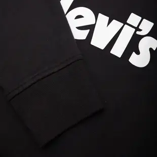 Levis 重磅口袋帽T 質感麂皮復古Logo 寬鬆休閒版型 430GSM厚棉 魚子黑 男38479-0079 熱賣單品