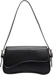 [Amszke] Shoulder Bag for Women Y2K Trendy Purse Vegan Leather Hobo Handbags Clutch Saddle Bag with 2 Removable Strap