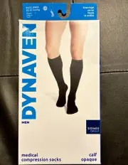 SIGVARIS Mens DYNAVEN Calf-High Compression Socks 20-30mmHg Size LS Black, New