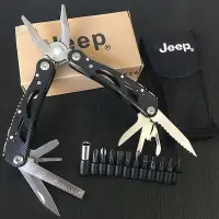 在飛比找Yahoo!奇摩拍賣優惠-JEEP多功能刀鉗戶外日常應急工具鉗車載裝備用途多帶10個螺